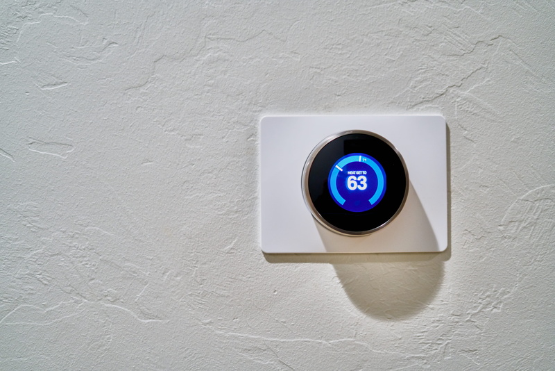 built structure, temperature, communication, air conditioning, thermostat, white, textured, smart, 8K, shape, climate control, illuminated, building exterior