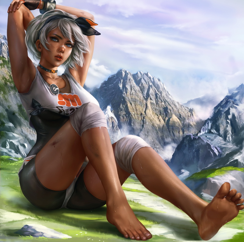 artwork, Pokemon SwordandShield, white hair, Logan Cure, Bea (Pokémon Sword and Shield), 2K, digital art, fan art, short hair, illustration, anime, Pokémon