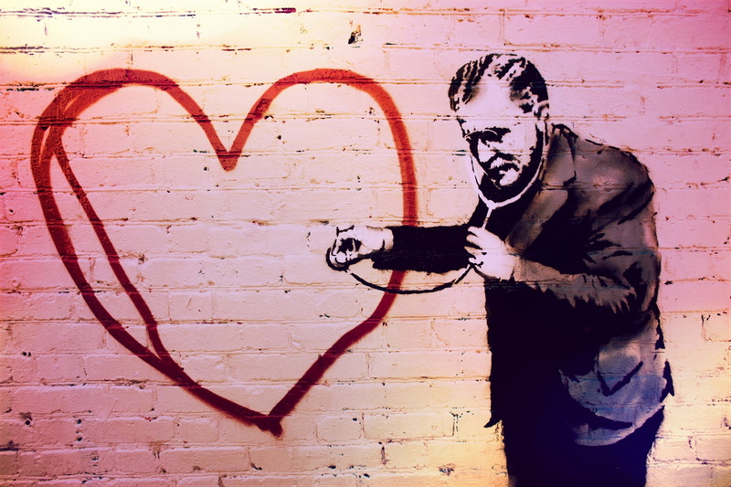 Stethoscope, Doctors, heart, bricks, Banksy, Suits, 1080P, Graffiti, men