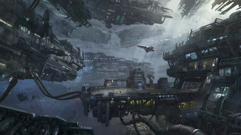 incidental people, 1080P, city, nature, motor vehicle, architecture, Star Citizen, building exterior, spaceship, machinery, water, transportation, industry