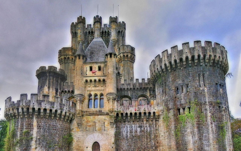 1080P, castle, painting, turrets, great, spain, stone, gray, nature and landscapes, hdr