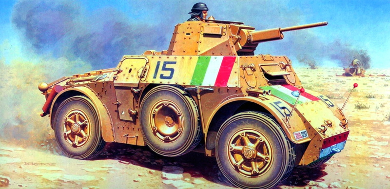 figure, turret with 20 mm gun, 41, Italian, 1080P, art, WW2, Autoblinda 41, armored car