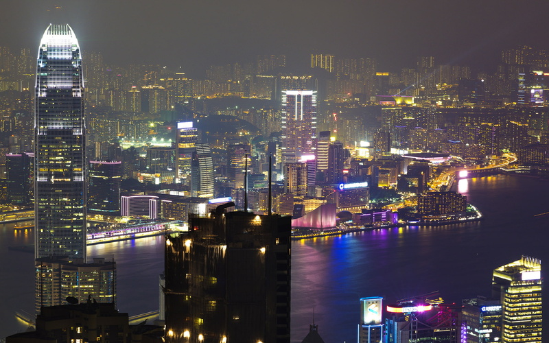 night, skyscrapers, cityscape, hd, hong, 1080P, buildings, kong, lights