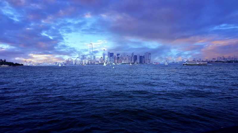 famous Place, downtown, dark clouds, cloud - sky, skyscraper, office building exterior, seascape, cityscape, waterfront, asia, building, modern, sea, water