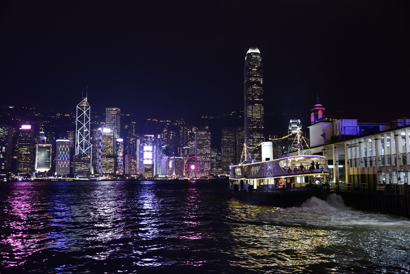 outdoors, 5K, built structure, waterfront, asia, kong, no people, landscape, tall - high, river, metropolis, ferry, city, urban, harbor, night, star, architecture
