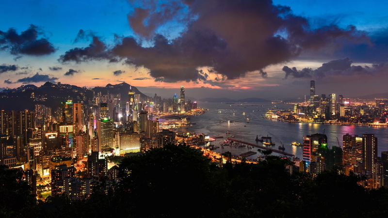 evening, city lights, china, landscape, architecture, building, illuminated, outdoors, nature, asia, skyscraper, horizon, sky, 4K, built structure, city