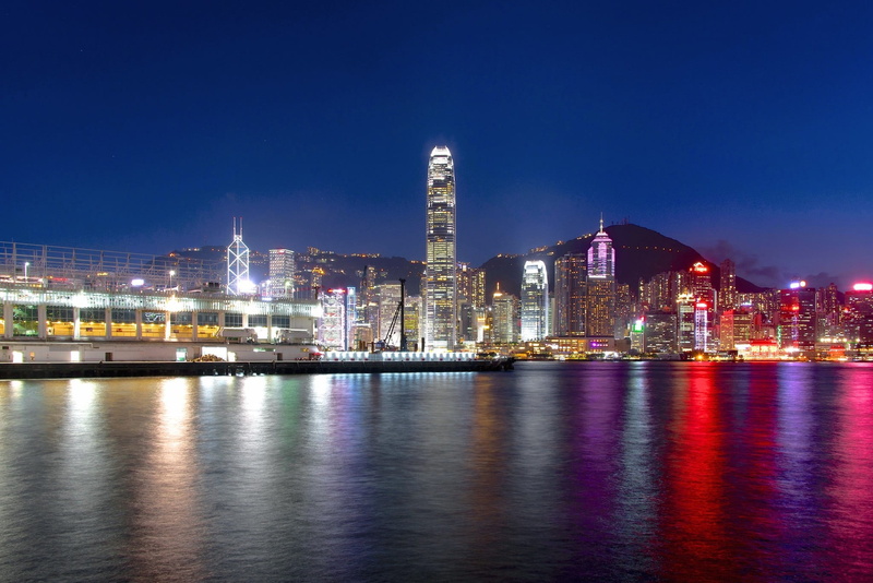 downtown district, famous, victoria harbour, nightlife, lightened, sky, financial district, near, building, residential district, reflection, urban skyline