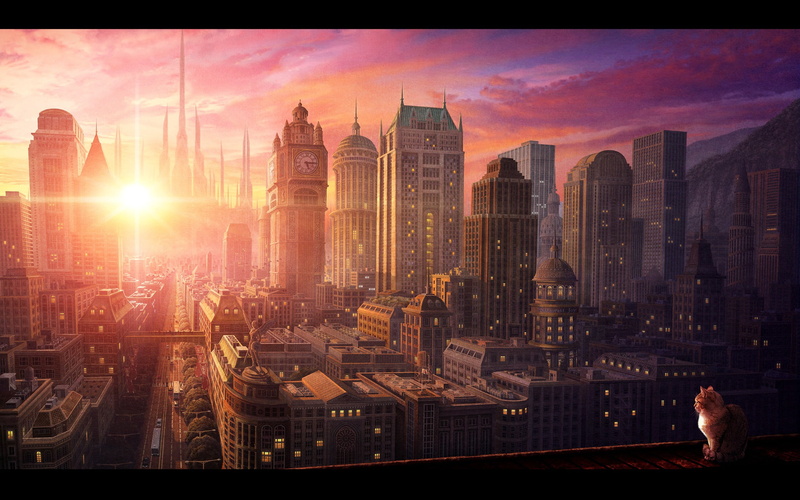 cityscape, orange color, urban skyline, financial district, tall - high, 2K, outdoors, sunset, travel destinations, sunrise, lens flare, sunlight, nature