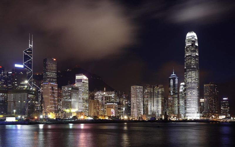 kong, skyscrapers, hong, desktop, tall, city, victoria, night, buildings, harbor, 2K, lighting