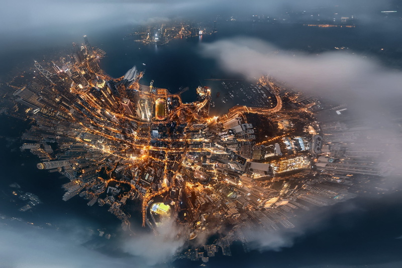 clouds, 1080P, China, the view from the top, Hong Kong, island