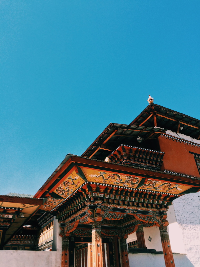 building, belief, brown, clear sky, no people, villa, black, spirituality, housing, thimphu, bell tower, tower, pagoda, religion, architectural column
