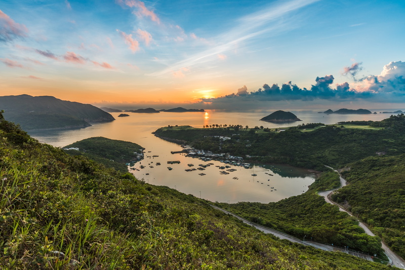 hai bian, the fishing village, land, tranquil scene, scenics - nature, cloud - sky, water, 5K, calm, beauty in nature, non-urban scene, sunset, ship, marine