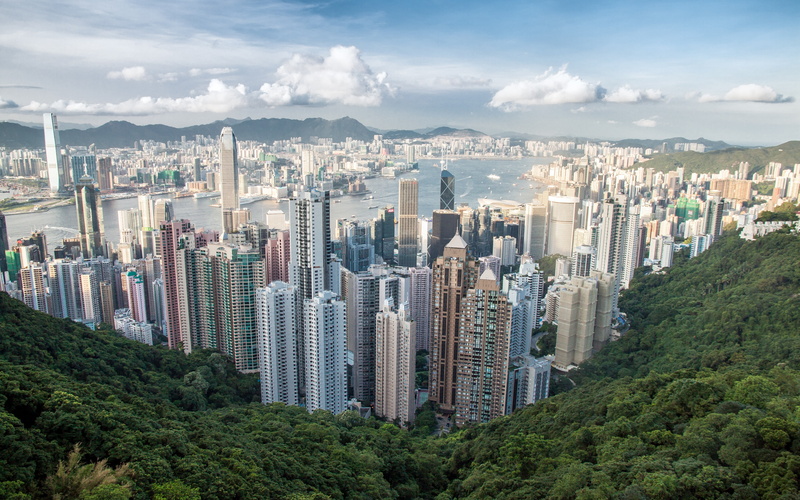 cityscape, 4K, city, skyscraper, Hong Kong, hills