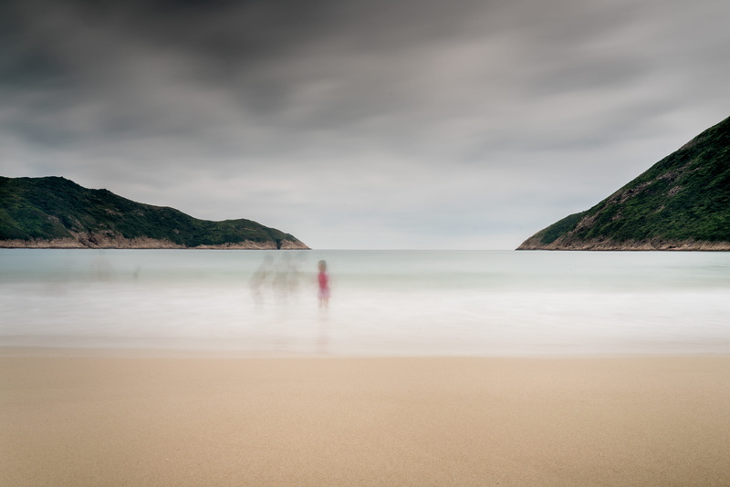 standing, island, sand, near, seashore, mountain, scenics - nature, people, tranquil scene, tranquility, day, outdoors, 5K, water, promontory, beauty in nature
