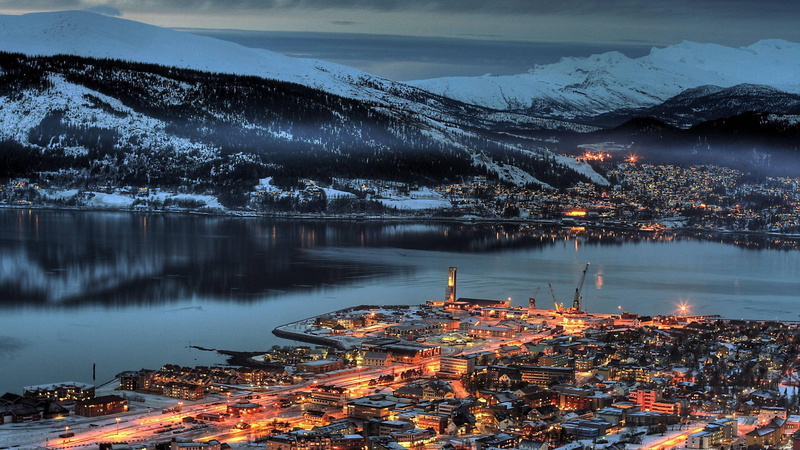 mountain range, sky, water, building, plant, scenics - nature, landscape, environment, harbor, lake, Norway, cityscape, architecture, nature, town, outdoors