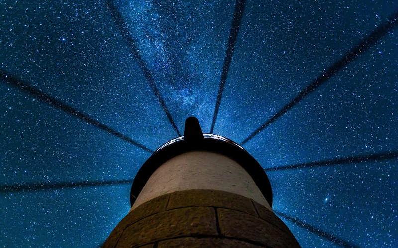 Beautiful, 1080P, USA, Lighthouse, Stars, Maine, Night, Clyde