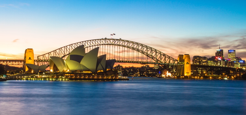 australia, bridge, opera, architecture, harbour, travel destinations, light, built structure, landscape, urban, cityscape, building, sunset, bridge - man made structure