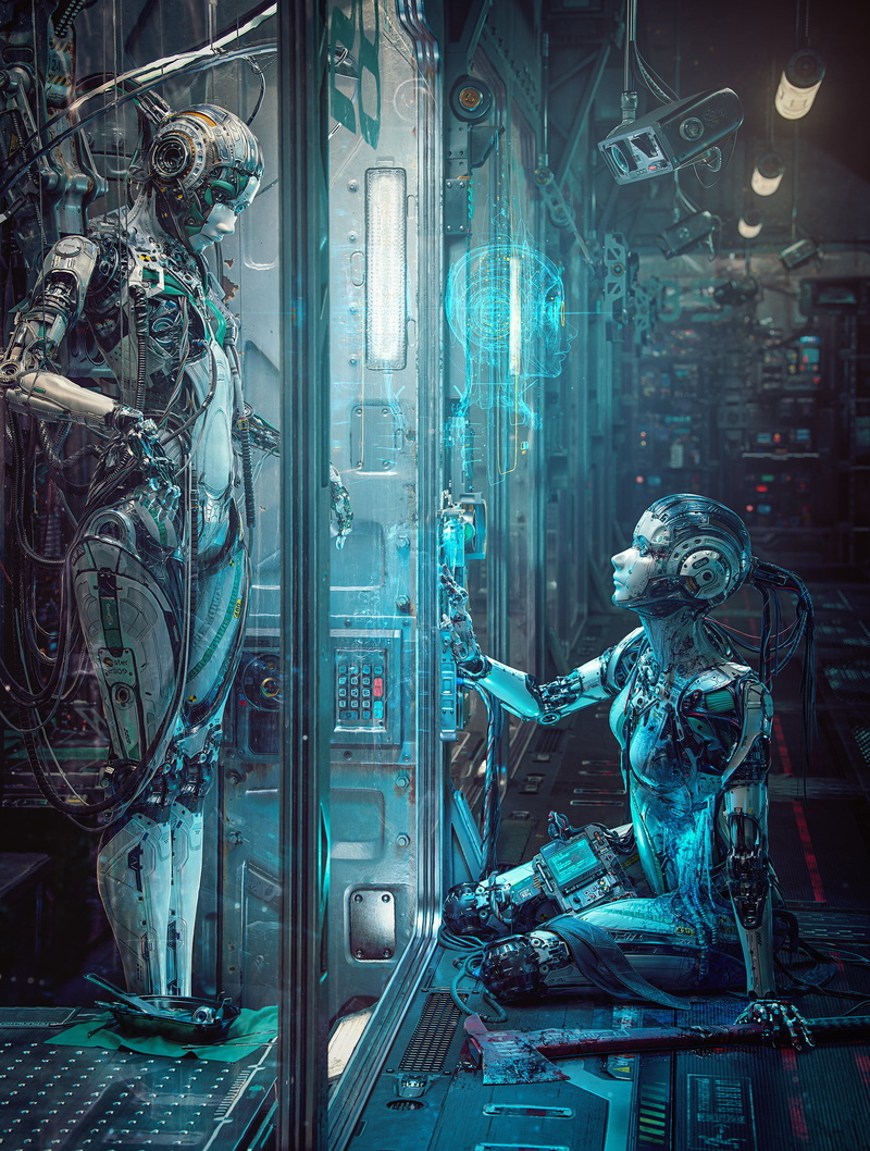 2K, Michael-Black, ArtStation, render, Gynoid, machine, science fiction, CGI, digital art