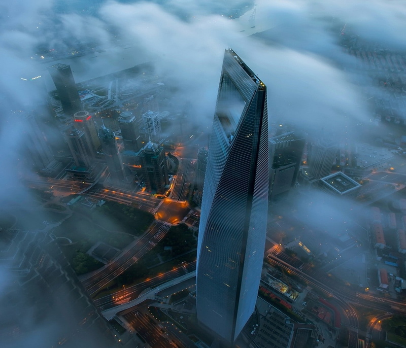 cityscape, blue, shanghai, china, architecture, 720P, metropolis, modern, skyscraper