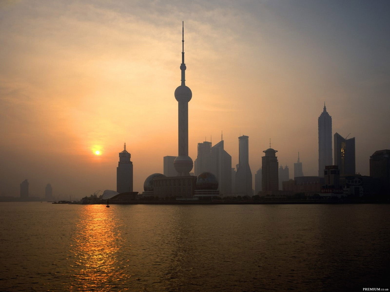 city, China, Shanghai, orange sky, sunset, 720P, skyscraper, cityscape