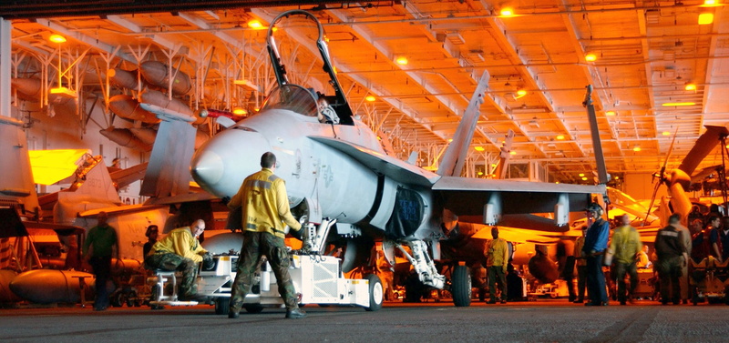 industry, Military Aircraft, architecture, air vehicle, metal industry, technology, orange color, no people, McDonnell Douglas F A 18 Hornet, building