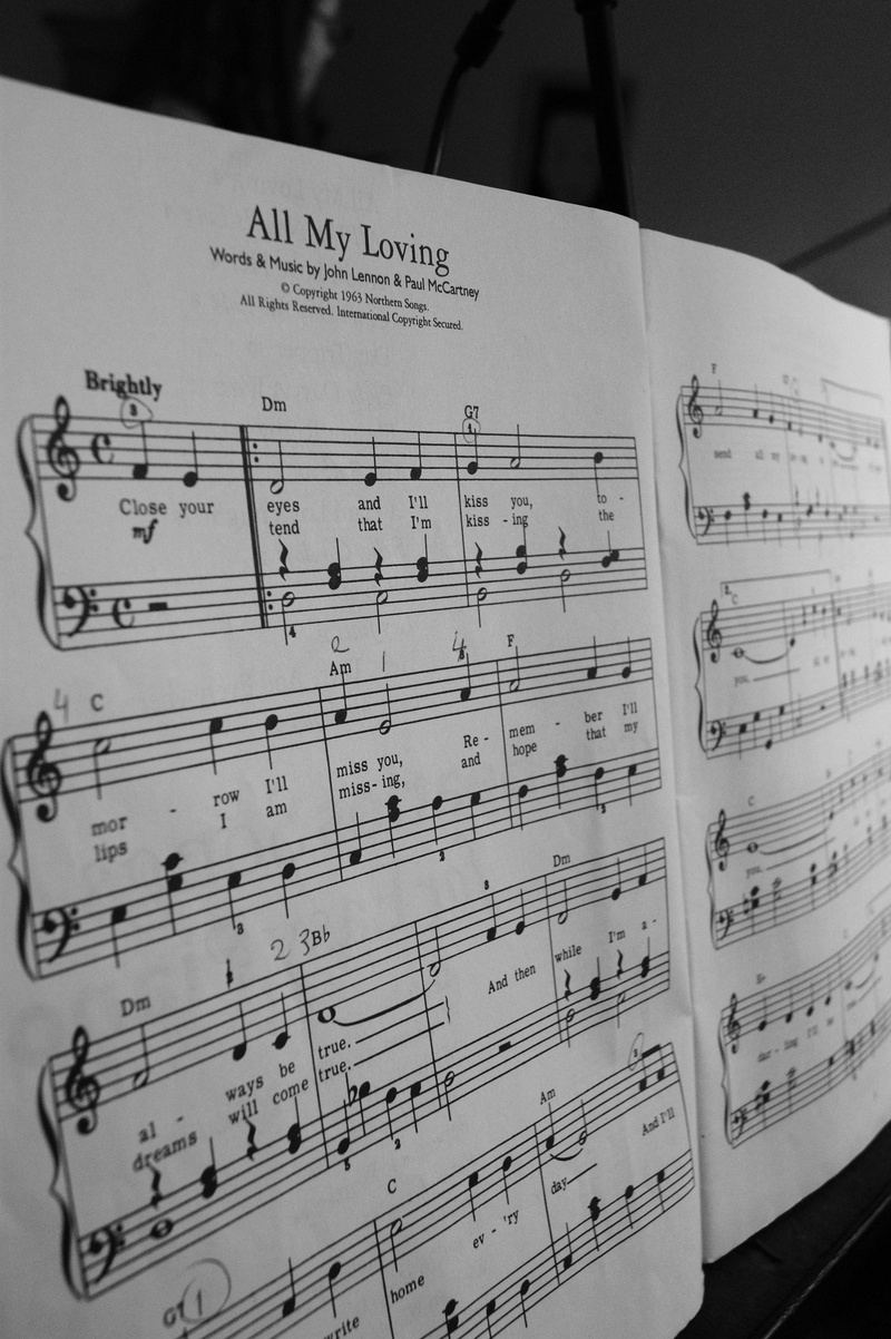 publication, high angle view, musical equipment, beatles, close-up, stave, arts culture and entertainment, learning, western script, page, musical instrument