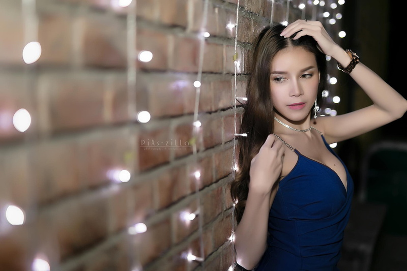 women, Thailand model, brunette, Asian, model, 1080P, Lanchakorn Yeunyaw, blue dress
