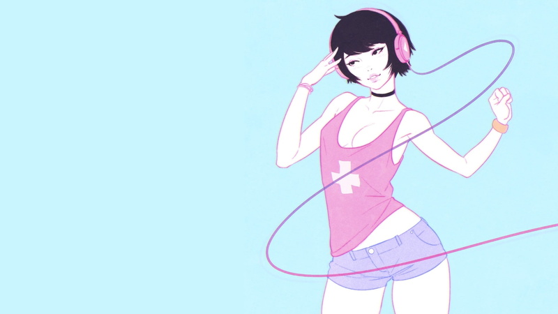 copy space, 1080P, lifestyles, indoors, beautiful woman, one person, Ilya Kuvshinov, fashion, adult, young women, young adult, females, blue, women, colored background