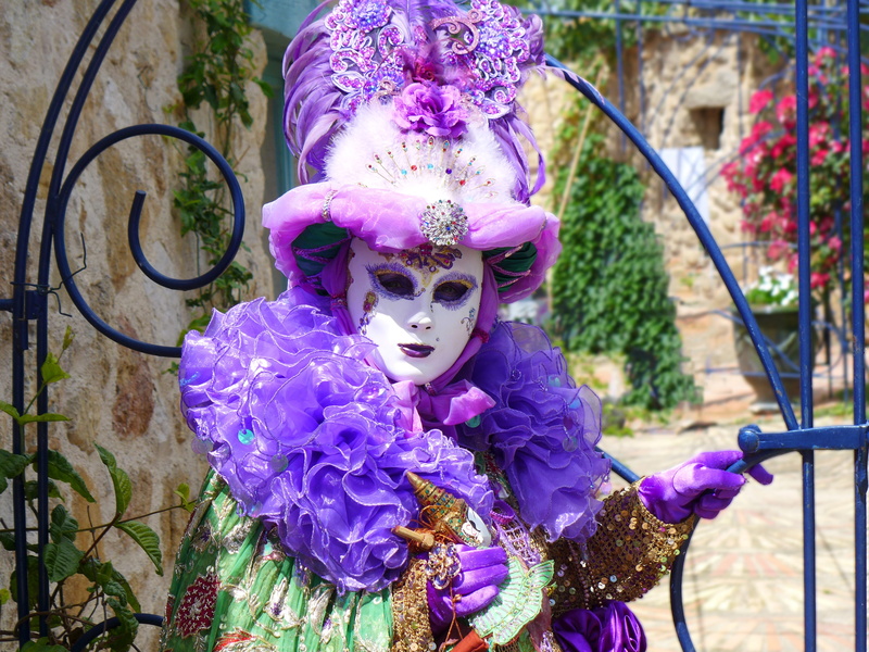 portrait, pink color, freshness, vulnerability, outdoors, day, masquerade, plant, venice, flowering plant, beauty in nature, costume, no people, 2K, focus on foreground