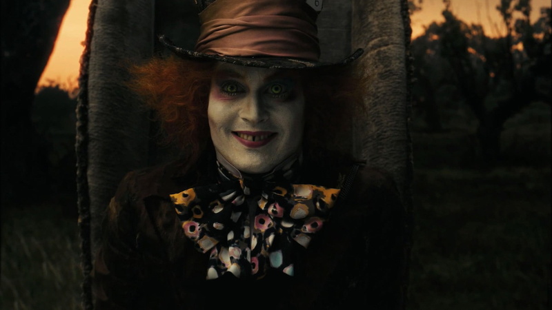 emotion, portrait, trunk, black, headshot, hairstyle, young women, Johnny Depp, looking at camera, white, beautiful woman, Alice in Wonderland, floral