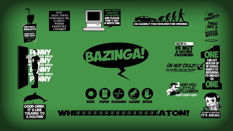 1080P, sheldon, big, theory, green, background, quotes, koothrappali, howard, rajesh, minimalistic, bazinga, ramayan, leonard, cooper, hofstadter, wolowitz