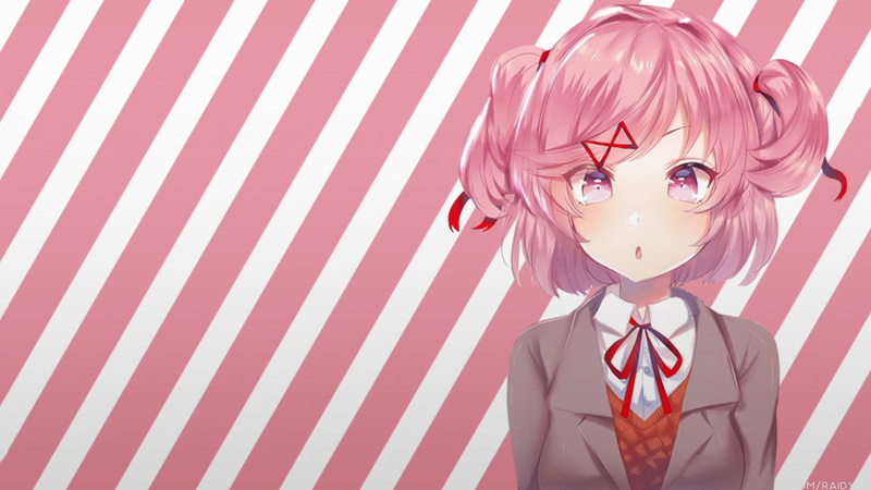 day, art and craft, anime girls, wall - building feature, Doki Doki Literature Club, hairstyle, 1080P, picture-in-picture, close-up, anime, striped, adult