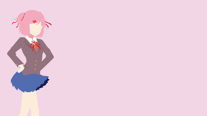 women, minimalism, young adult, three quarter length, digital composite, waist up, copy space, standing, 2K, adult, Natsuki (Doki Doki Literature Club)