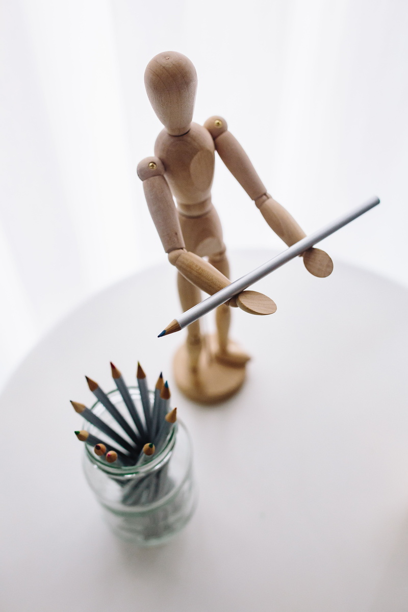 white background, mannequin, still life, model, no people, craft, studio shot, wooden, high angle view, day, copy space, figurine, Collection, close-up