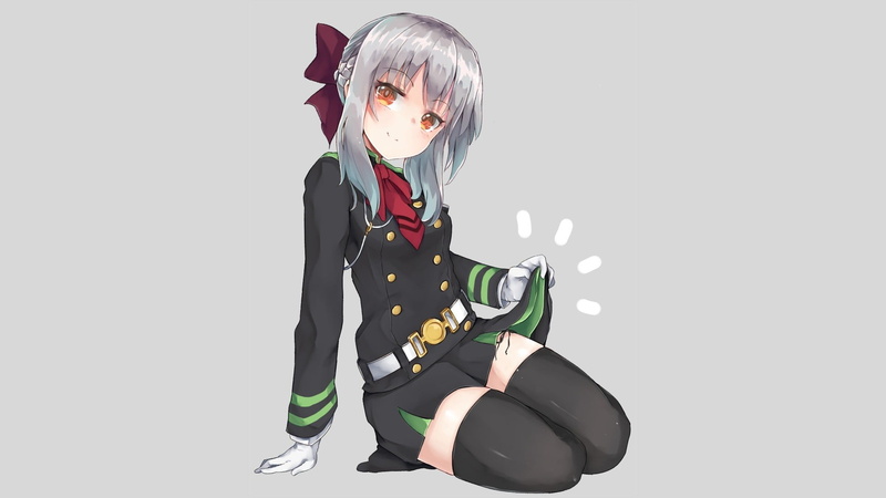 front view, anime, one person, innocence, females, white background, studio shot, 1080P, costume, thigh-highs, casual clothing, anime girls, child, girls
