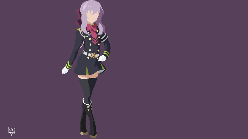 720P, thigh-highs, minimalism, Hiiragi Shinoa, anime girls, Owari No Seraph