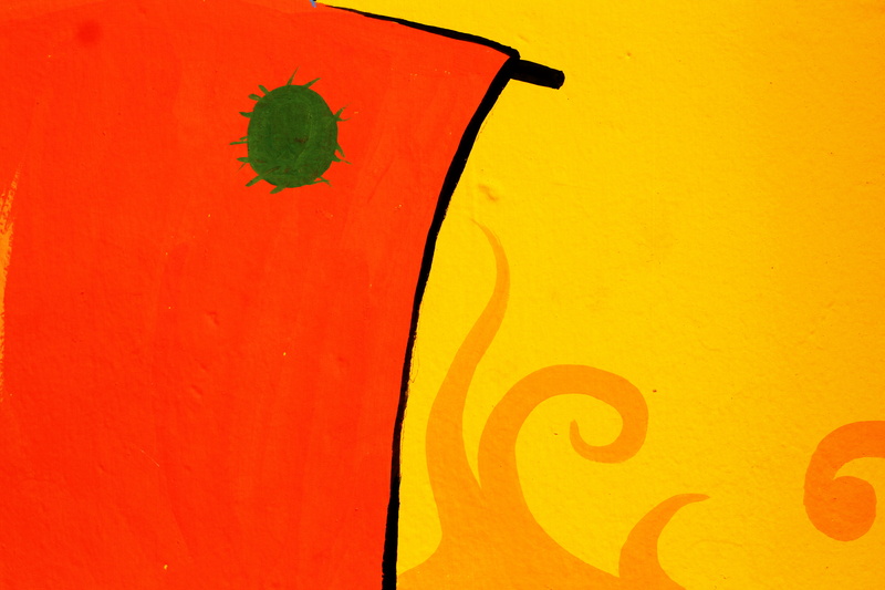architecture, 5K, paintings, built structure, painted, close-up, vibrant color, alpona, yellow, art and craft, colorful, bangladesh, paint, wall - building feature