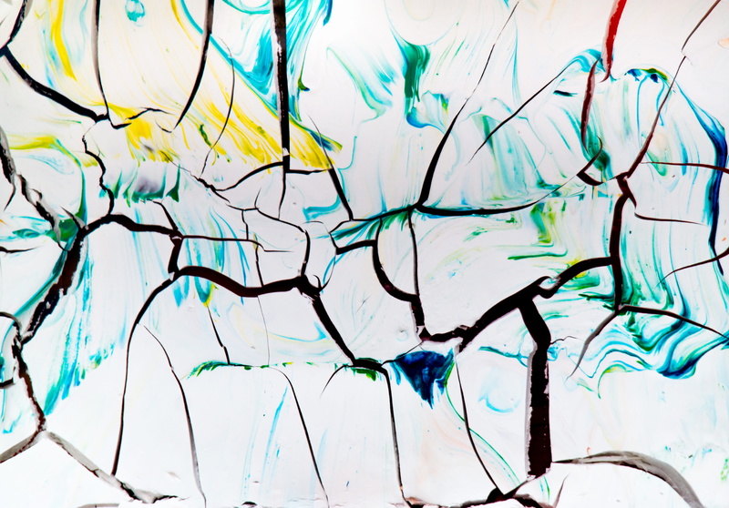 studio shot, artistic, full frame, pattern, colorful, blue, indoors, paint, science, multi colored, cracked, contemporary art, art, creative, green color