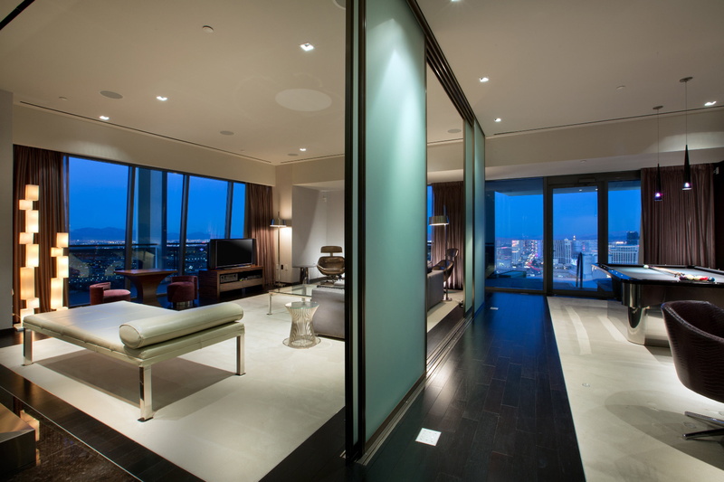 home interior, window, furniture, ceiling, architecture, no people, penthouse, glass - material, tiled floor, empty, luxury, absence, las vegas, built structure
