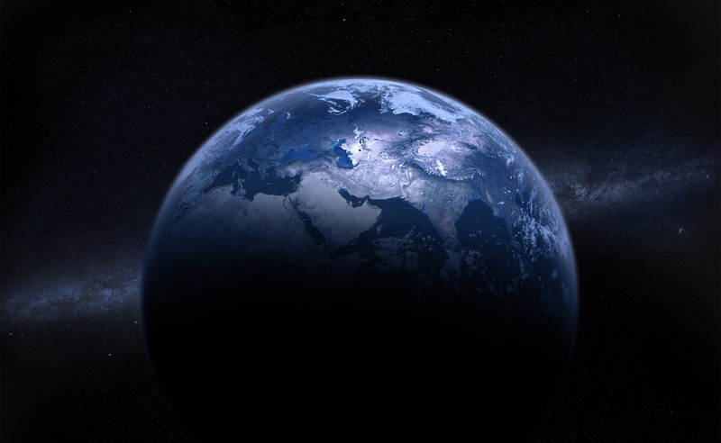 planet - space, satellite view, outdoors, Seen, earth, Space, copy space, star - space, astronomy, no people, black background, sea, globe - man made object
