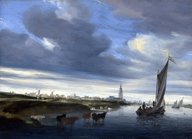 art, 2K, van, seen, from, ruysdael, cow, pictorial, salomon, west, boats, view, sailing, rhenen, the