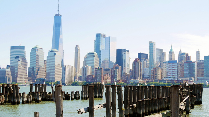 tall - high, outdoors, office building, skyline, liberty, sunny, new york city, tower, usa, wtc, state, york, waterfront, city, cruise, modern, bay, financial district