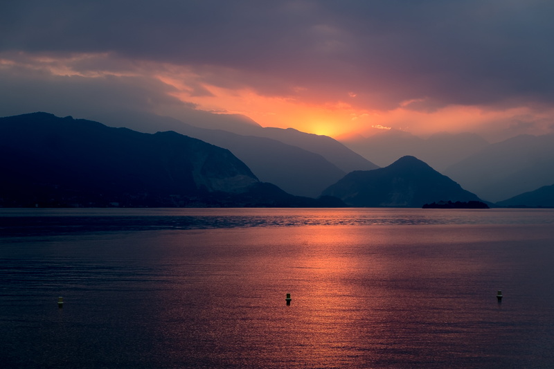 lumiere, rise, couleurs, landscape, nature, light, sky, view, sunset, lake, mountain, velvia, 4K, high, water, nuages, colors, major  lake, scenics, italie