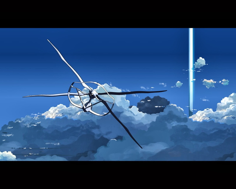 outdoors, anime, no people, creativity, artwork, illustration, blue, sky, cold temperature, The Place Promised In Our Early Days, transfer print, cloud - sky