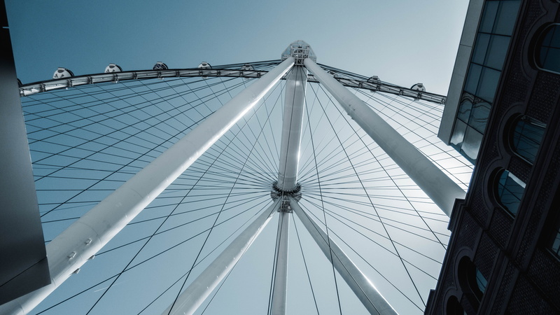 amusement park, 5K, no people, cesars palace, low angle view, outdoors, bridge, building exterior, built structure, bridge - man made structure, directly below