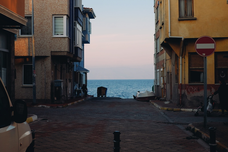 sky, structure, summer, water, people, sunset, life, sea, bursa, residential district, blue, building exterior, old, building, seaside, scenics - nature
