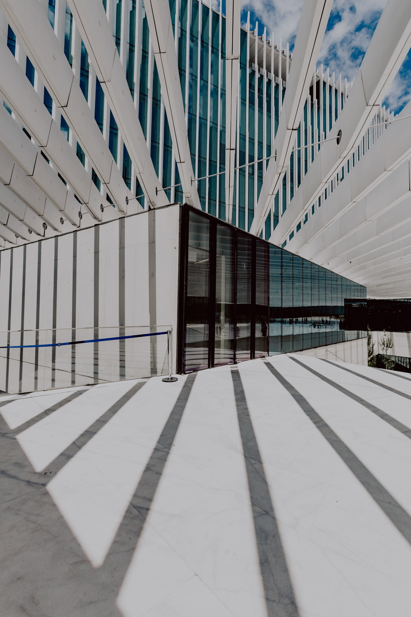 pattern, headquarters, nature, architect, city, modern, white color, day, glass - material, no people, portugal, mateus, architecture, 5K, lisbon, minimalist