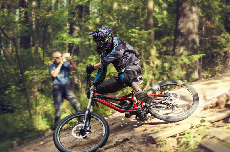 Cyclist, leisure activity, bicycle, two people, woodland, cross country, check-in, adventure, Drop, Extreme, Jump, qc, lifestyles, males, race, riding
