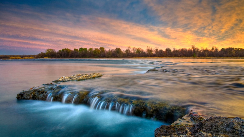 Coteau-du-Lac, Canada, QC, river, 1080P, clouds, trees