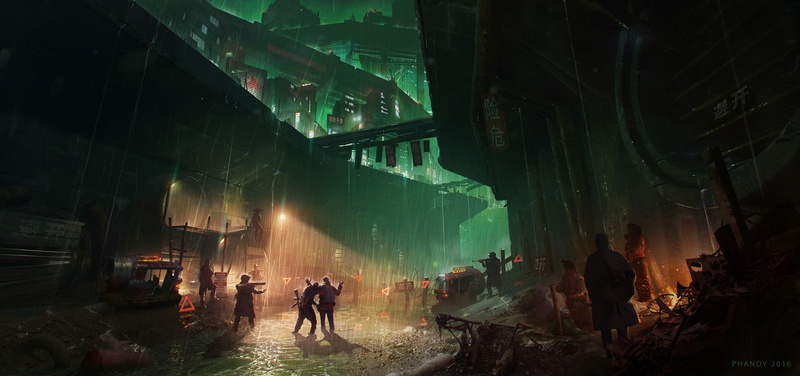 cyberpunk, men, 1080P, slums, lifestyles, people, city, women, illuminated, leisure activity, building exterior, green color, real people, outdoors